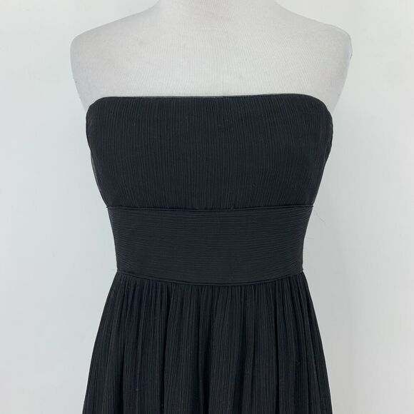 J. Crew Dress Womens 4 Black Emily Silk Back Zip Strapless Pleat Lined Chiffon - Picture 5 of 13